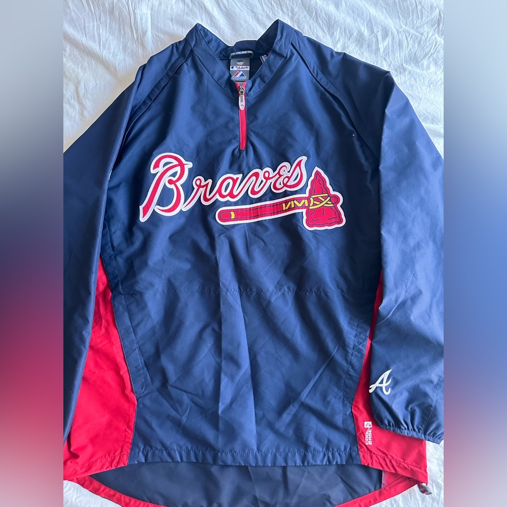 Vintage Majestic Atlanta Braves 1/4 Zip Pullover MLB Cool Base Pullover Jacket